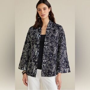Soft Surroundings Black Floral Kimono Top